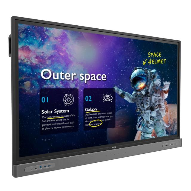 Широкоформатен дисплей BenQ RM6503 4K UHD 65", 400 nits,1200:1; Resp.8ms(typ.); VAngle(H/V CR=10) 178/178; CG:72%; Touch:IR 20 points; Prot.Glass 3.2mm; D-sub,HDMI inx3/outx1,RS232,RJ45,USBx5,USB Type-C; Sp.16Wx2; Wall mount incl:600x400mm; RContr.(G