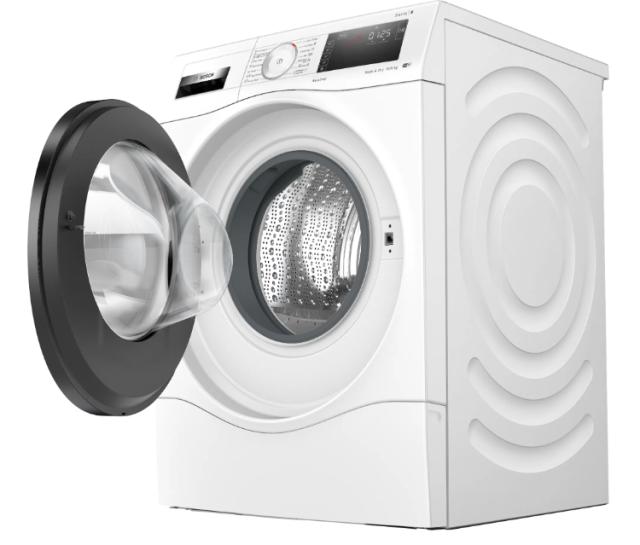 Пералня със сушилня Bosch WDU8H543EU, SER8 Washer-dryer 10/6kg, D/A, 1400rpm, 52/70/60dB(A), HC, DirectSelect Display, Aquastop, Interior light, Hybrid heating, waveDrum 70l, Iron Assist, W/W+D 50/74l 3:55/08:00h, chrome blackgray door