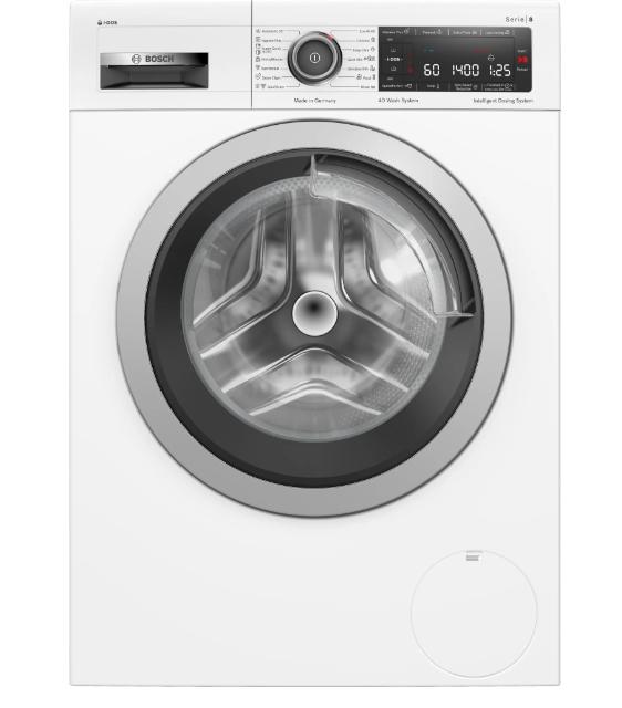 Пералня Bosch WAV28K01BY, SER8 Washing machine 9kg, A, 1400rpm, 49/70dB(A), i-DOS, 4D Wash, AquaStop, Interior light, waveDrum 65l, Alu-Look white grey door
