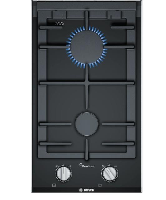 Готварски плот Bosch PRB3A6B70, Gas domino, 30 cm Glass ceramic, FlameSelect, Black