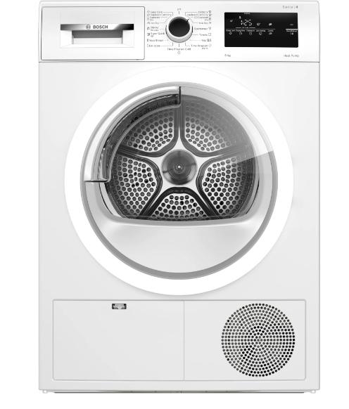 Сушилня Bosch WTH85206BY SER4, Tumble dryer with heat pump 8 kg , Energy efficiency A++,  65 dB, EasyClean AutoDry, Anti-vibration design, Fast drying 40 ', Drum volume 112 l, white