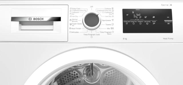 Сушилня Bosch WTH85206BY SER4, Tumble dryer with heat pump 8 kg , Energy efficiency A++,  65 dB, EasyClean AutoDry, Anti-vibration design, Fast drying 40 ', Drum volume 112 l, white