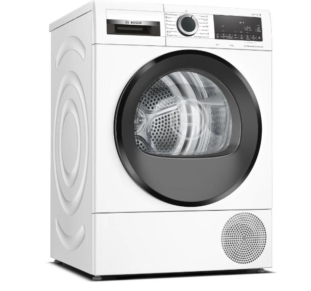 Сушилня Bosch WQG14500BY, SER6 Tumble dryer with heat pump 9kg A++ 64dB, SelfCleaningCondenser, drain set, black-blackgrey door, silver-black soft dial