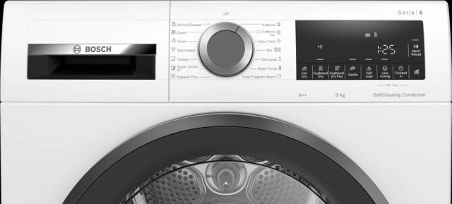 Сушилня Bosch WQG14500BY, SER6 Tumble dryer with heat pump 9kg A++ 64dB, SelfCleaningCondenser, drain set, black-blackgrey door, silver-black soft dial
