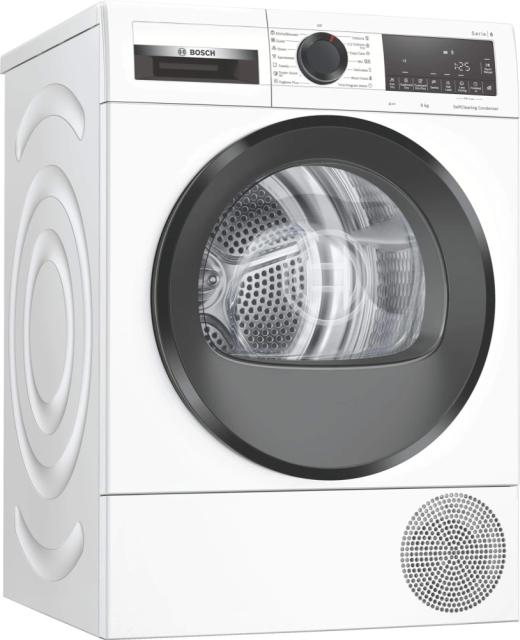 Сушилня Bosch WQG24500BY, SER6 Tumble dryer with heat pump 9kg A++ 64dB, SelfCleaning condenser, drain set, black-blackgrey door, black-black soft dial
