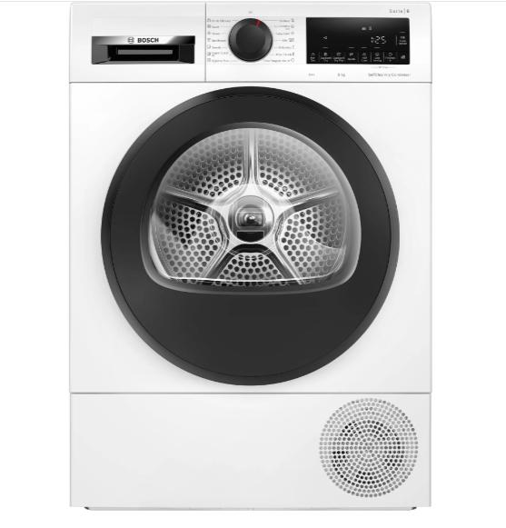 Сушилня Bosch WQG24500BY, SER6 Tumble dryer with heat pump 9kg A++ 64dB, SelfCleaning condenser, drain set, black-blackgrey door, black-black soft dial