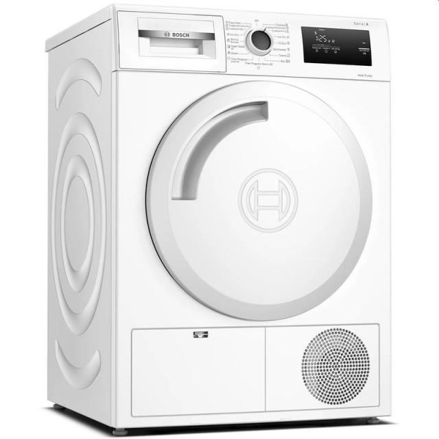 Сушилня Bosch WTH83002BY, SER4 Tumble dryer with heat pump 7kg A+ 65dB EasyClean, drain kit acc. WTZ1110, inox drum, white plastic branded door