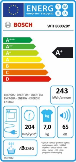 Сушилня Bosch WTH83002BY, SER4 Tumble dryer with heat pump 7kg A+ 65dB EasyClean, drain kit acc. WTZ1110, inox drum, white plastic branded door