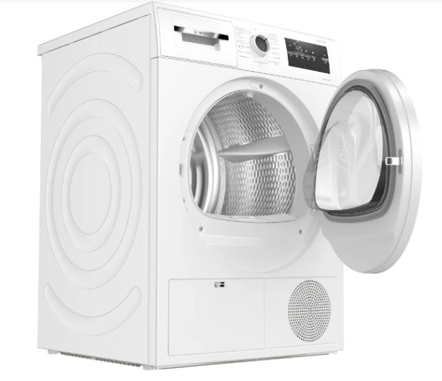 Сушилня Bosch WTH85205BY, SER4 Tumble dryer with heat pump 7kg A++ 65dB EasyClean, white-blackgrey door, drain kit acc. WTZ1110
