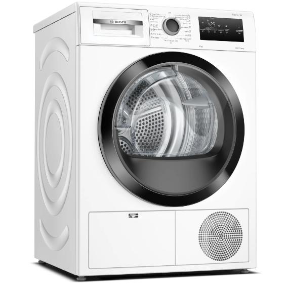 Сушилня Bosch WTH85220BY, SER4 Tumble dryer with heat pump 8kg A++ 65dB EasyClean, black-black grey door, drain kit acc. WTZ1110