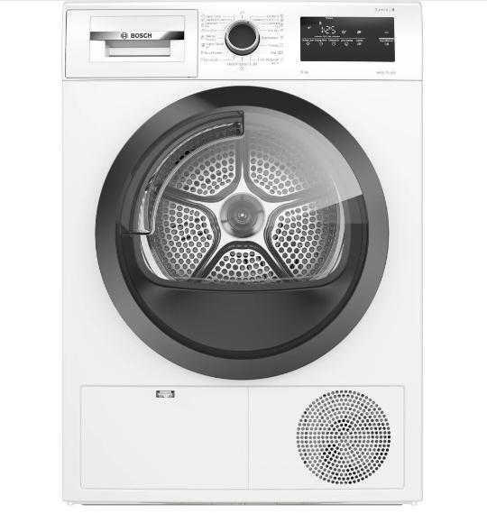 Сушилня Bosch WTH85220BY, SER4 Tumble dryer with heat pump 8kg A++ 65dB EasyClean, black-black grey door, drain kit acc. WTZ1110