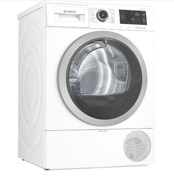 Сушилня Bosch WTWH762BY, SER4 Tumble dryer with heat pump 9kg A++ / A cond., 64dB, drain set, SelfCleaning condenser, interior light, lint trap, silver-black door, speed compressor, HC