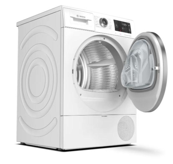 Сушилня Bosch WTWH762BY, SER4 Tumble dryer with heat pump 9kg A++ / A cond., 64dB, drain set, SelfCleaning condenser, interior light, lint trap, silver-black door, speed compressor, HC