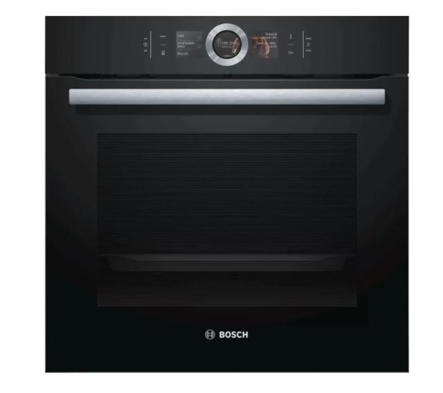 Фурна Bosch HBG7741B1, SER8, Built-in oven 60 x 60 cm, 71 l, TFT touch display, Digital control ring, Hotair Gentle, Air Fry function, A+, Pyrolytic+Hydrolytic, Oven Assistant, Home Connect, Black