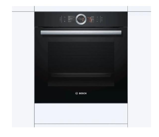 Фурна Bosch HBG7741B1, SER8, Built-in oven 60 x 60 cm, 71 l, TFT touch display, Digital control ring, Hotair Gentle, Air Fry function, A+, Pyrolytic+Hydrolytic, Oven Assistant, Home Connect, Black