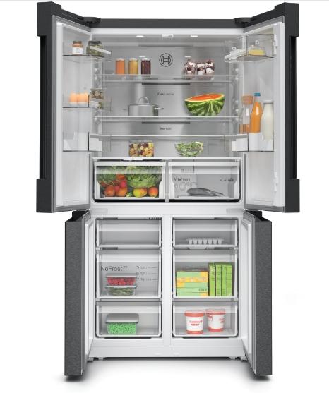 Хладилник Bosch KFN96AXEA, SER6, Multi-door fridge-freezer, NoFrost, E, 183/91/73, 605 l (405+200), 38d B(C), VitaFresh XXL <0°C>, Home Connect, Black stainless steel