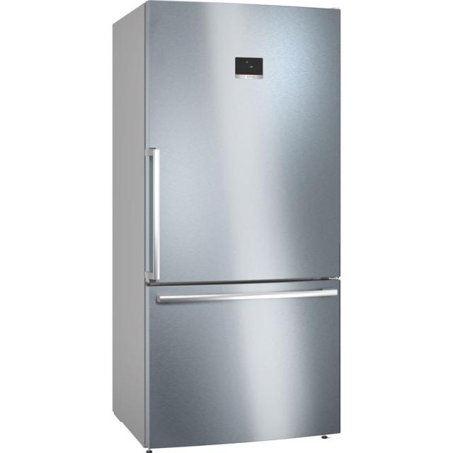 Хладилник Bosch KGB86XIEP SER4; Freestanding fridge with bottom freezer, NoFrost, E, 186/86/81, 613 l (479+134), 40d B(C), Stainless steel