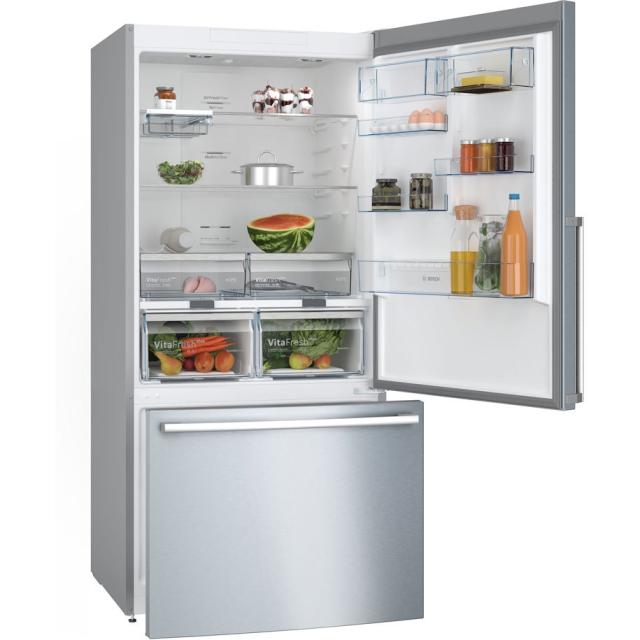 Хладилник Bosch KGB86XIEP SER4; Freestanding fridge with bottom freezer, NoFrost, E, 186/86/81, 613 l (479+134), 40d B(C), Stainless steel