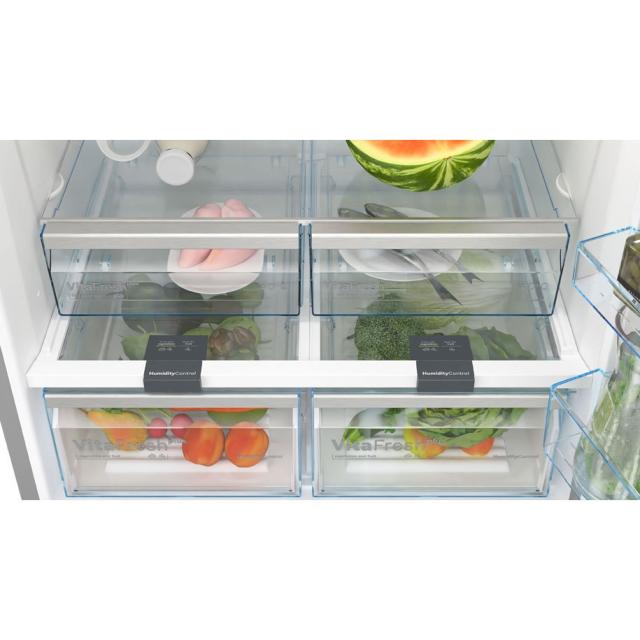 Хладилник Bosch KGB86XIEP SER4; Freestanding fridge with bottom freezer, NoFrost, E, 186/86/81, 613 l (479+134), 40d B(C), Stainless steel