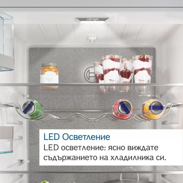 Хладилник Bosch KGE39ALCA SER6; Comfort; Fridge-freezer LowFrost, C, 201/60/65cm, 337l(249+88), 38dB, VitaFresh, inox EasyClean doors