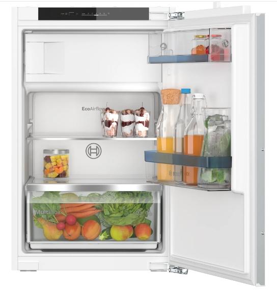 Хладилник Bosch KIL22VFE0 SER4;Built-in refrigerator with freezer compartment, E, 88/56/55cm, 119l(104+15), 35dB, EcoAirflow, MultiBox XXL, SuperCooling