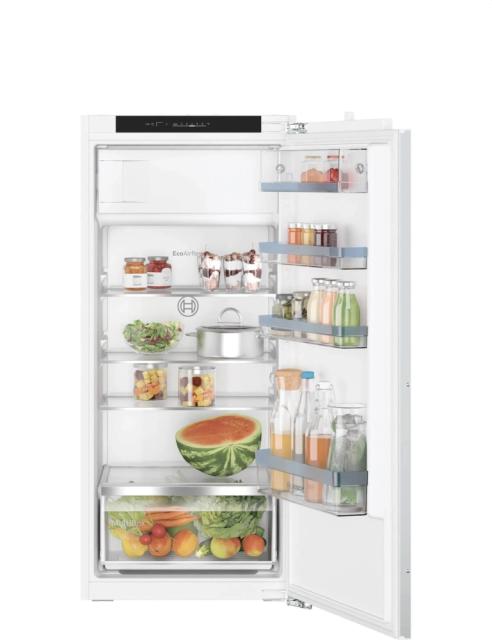 Хладилник Bosch KIL42VFE0 SER4;Built-in refrigerator with freezer compartment, E, 122.5/56/55cm, 187l(172+15), 35dB, EcoAirflow, MultiBox XXL, SuperCooling