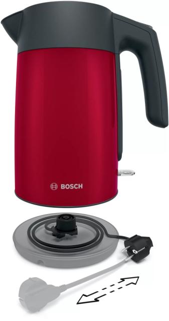 Електрическа кана Bosch TWK7L464, Kettle, 2400 W, 1.7 l, Red