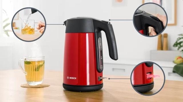 Електрическа кана Bosch TWK7L464, Kettle, 2400 W, 1.7 l, Red