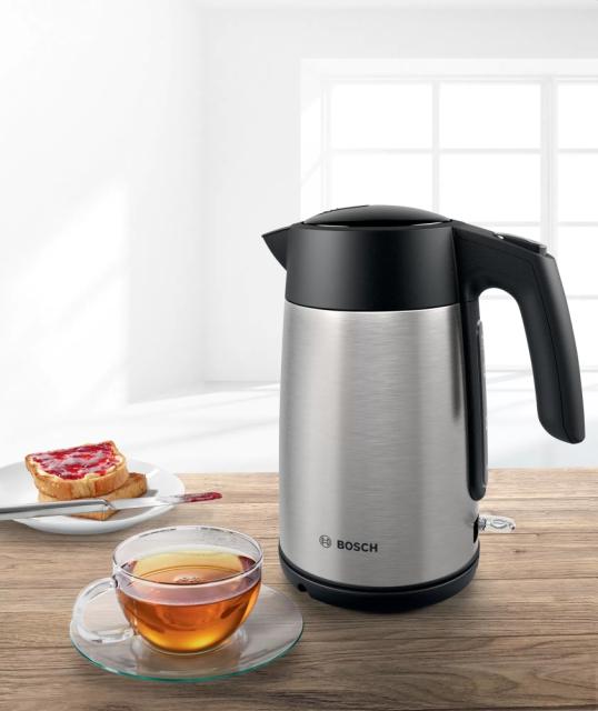 Електрическа кана Bosch TWK7L460, Kettle, 2000-2400 W, 1.7 l,  Cup indicator, Triple safety function, Stainless steel