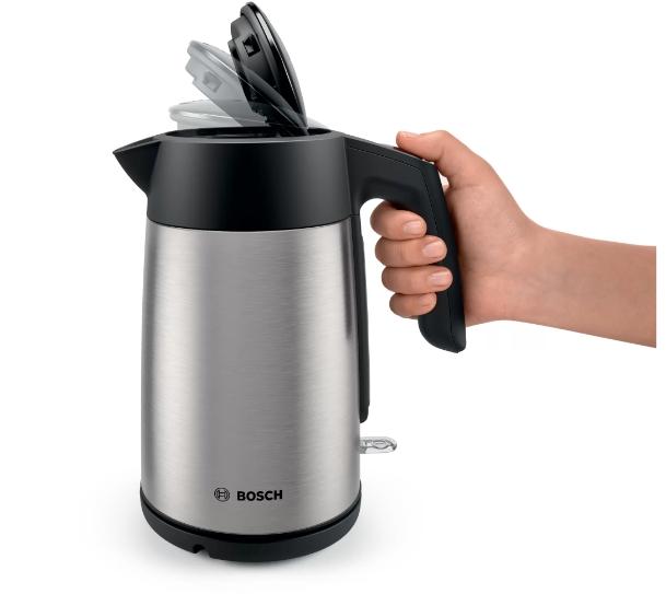 Електрическа кана Bosch TWK7L460, Kettle, 2000-2400 W, 1.7 l,  Cup indicator, Triple safety function, Stainless steel