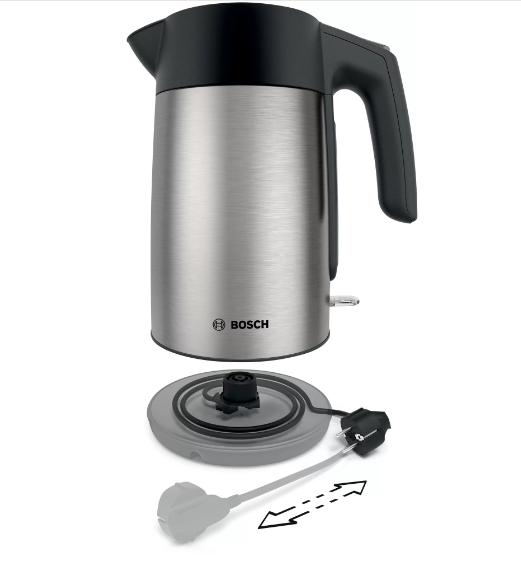 Електрическа кана Bosch TWK7L460, Kettle, 2000-2400 W, 1.7 l,  Cup indicator, Triple safety function, Stainless steel