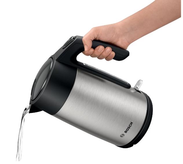 Електрическа кана Bosch TWK7L460, Kettle, 2000-2400 W, 1.7 l,  Cup indicator, Triple safety function, Stainless steel