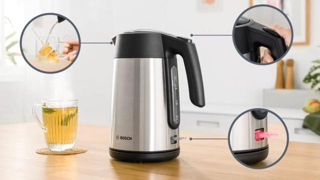 Електрическа кана Bosch TWK7L460, Kettle, 2000-2400 W, 1.7 l,  Cup indicator, Triple safety function, Stainless steel