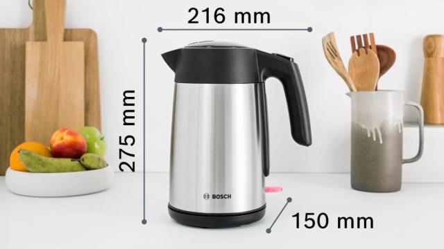 Електрическа кана Bosch TWK7L460, Kettle, 2000-2400 W, 1.7 l,  Cup indicator, Triple safety function, Stainless steel