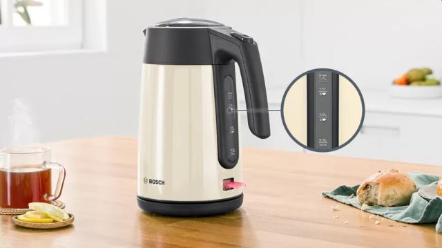 Електрическа кана Bosch TWK7L467, Kettle, 2000-2400 W, 1.7 l,  Cup indicator, Triple safety function, Beige