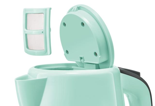 Електрическа кана Bosch TWK7502, Plastic kettle, cordless, 1850-2200 W, 1.7 l capacity, automatic switch off, mint turquoise/black grey