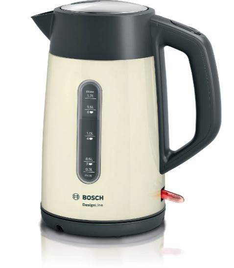 Електрическа кана Bosch TWK4P437, Kettle, DesignLine, 2000-2400 W, 1.7 l,  OneCup function, Beige