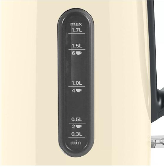 Електрическа кана Bosch TWK4P437, Kettle, DesignLine, 2000-2400 W, 1.7 l,  OneCup function, Beige