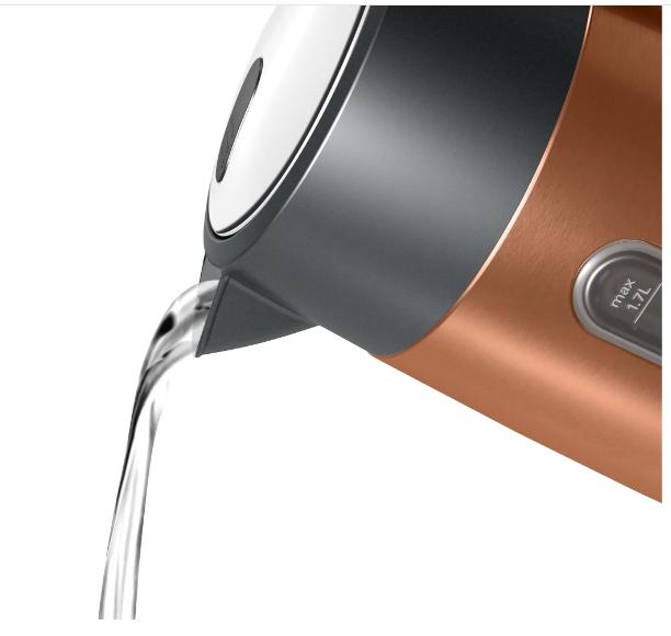 Електрическа кана Bosch TWK4P439, Kettle, DesignLine, 2000-2400 W, 1.7 l,  OneCup function, Copper