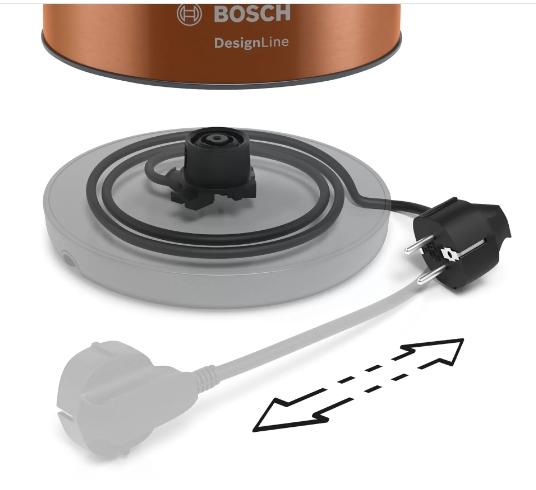 Електрическа кана Bosch TWK4P439, Kettle, DesignLine, 2000-2400 W, 1.7 l,  OneCup function, Copper
