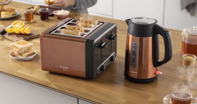 Електрическа кана Bosch TWK4P439, Kettle, DesignLine, 2000-2400 W, 1.7 l,  OneCup function, Copper