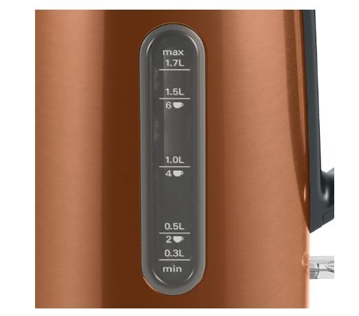 Електрическа кана Bosch TWK4P439, Kettle, DesignLine, 2000-2400 W, 1.7 l,  OneCup function, Copper