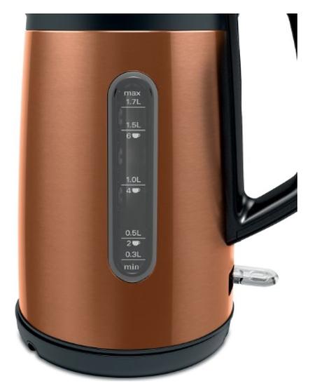 Електрическа кана Bosch TWK4P439, Kettle, DesignLine, 2000-2400 W, 1.7 l,  OneCup function, Copper