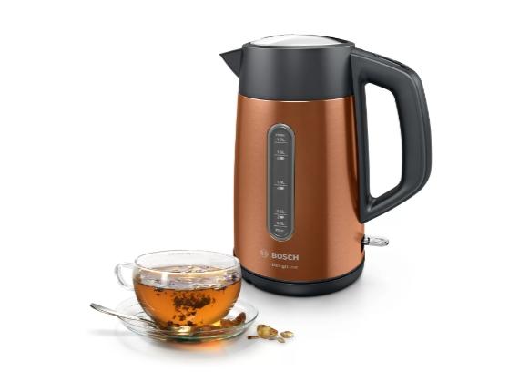 Електрическа кана Bosch TWK4P439, Kettle, DesignLine, 2000-2400 W, 1.7 l,  OneCup function, Copper