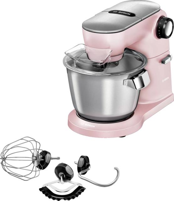Кухненски робот Bosch MUM9A66N00, OptiMUM, 3D PlanetaryMixing,  1600 W, 7 speeds, Extra large stainless steel bowl 5.5 l, All-Metal Body, Silver-Pink
