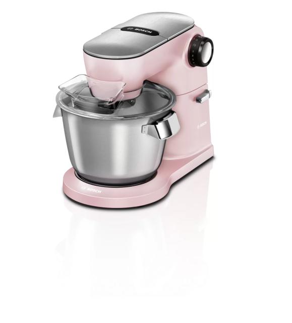Кухненски робот Bosch MUM9A66N00, OptiMUM, 3D PlanetaryMixing,  1600 W, 7 speeds, Extra large stainless steel bowl 5.5 l, All-Metal Body, Silver-Pink