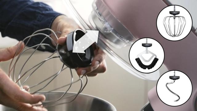 Кухненски робот Bosch MUM9A66N00, OptiMUM, 3D PlanetaryMixing,  1600 W, 7 speeds, Extra large stainless steel bowl 5.5 l, All-Metal Body, Silver-Pink