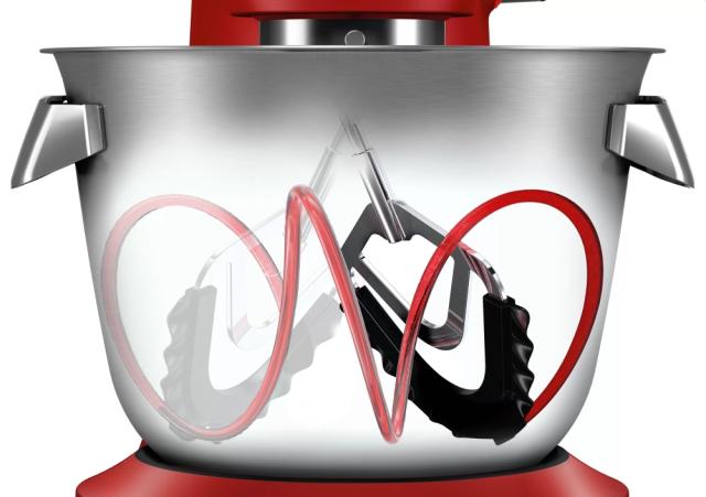 Кухненски робот Bosch MUM9A66R00, OptiMUM, 3D PlanetaryMixing,  1600 W, 7 speeds, Extra large stainless steel bowl 5.5 l, All-Metal Body, OptiMUM pastry set, Silver-Cherry red