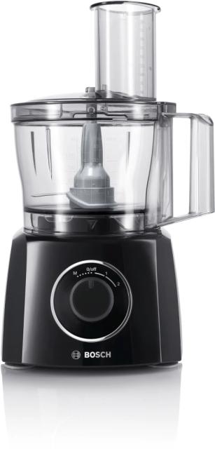 Кухненски робот Bosch MCM3201B, Kitchen machine, MultiTalent 3, 800 W, BPA-free, plastic bowl 2.3 l , Double-sided stainless steel disc for cutting and planing, suitable for crushing ice, Dough attachment, black