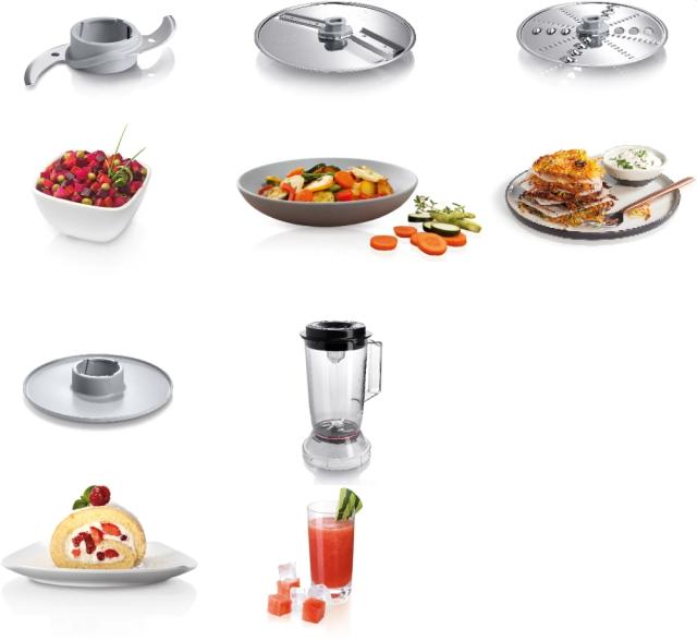Кухненски робот Bosch MCM3201B, Kitchen machine, MultiTalent 3, 800 W, BPA-free, plastic bowl 2.3 l , Double-sided stainless steel disc for cutting and planing, suitable for crushing ice, Dough attachment, black